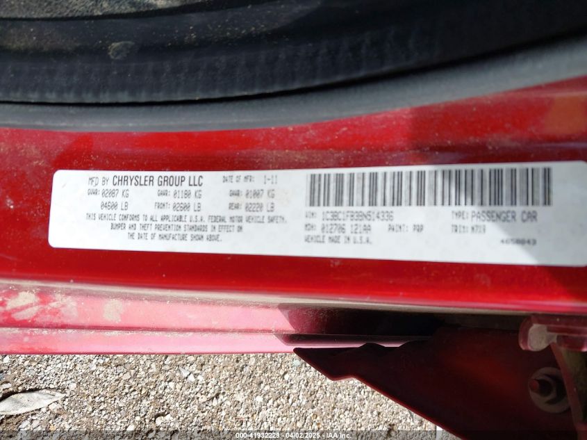 2011 Chrysler 200 Touring VIN: 1C3BC1FB3BN514336 Lot: 43233156