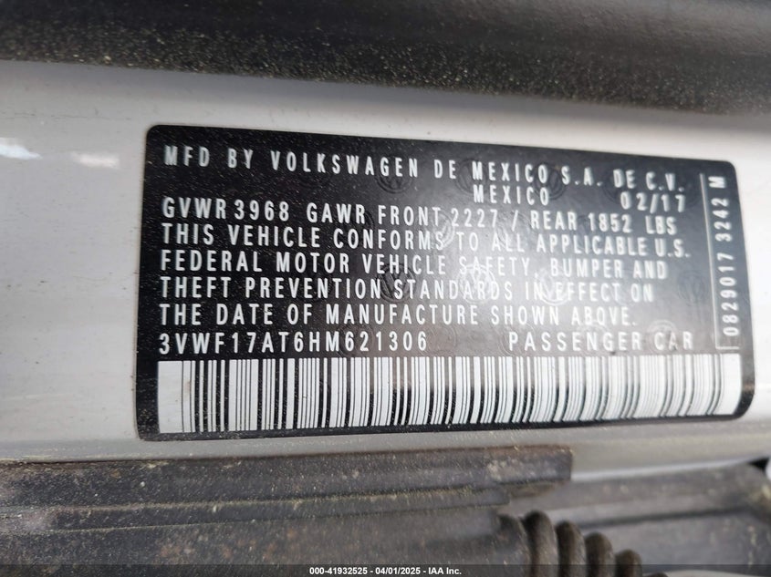 2017 VOLKSWAGEN BEETLE #PINKBEETLE/1.8T CLASSIC/1.8T S - 3VWF17AT6HM621306