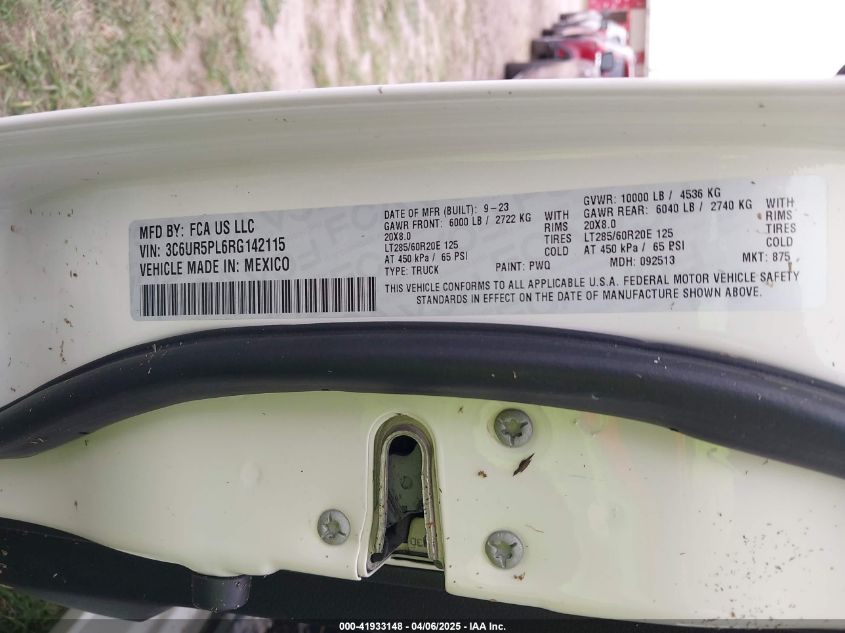 2024 Ram 2500 - 3C6UR5PL6RG142115