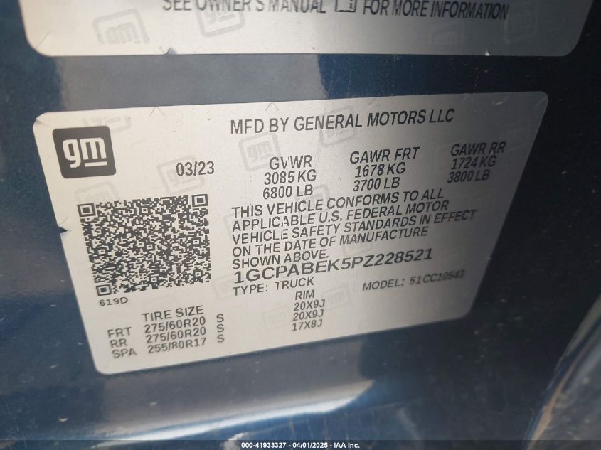 2023 Chevrolet Silverado 1500 - 1GCPABEK5PZ228521