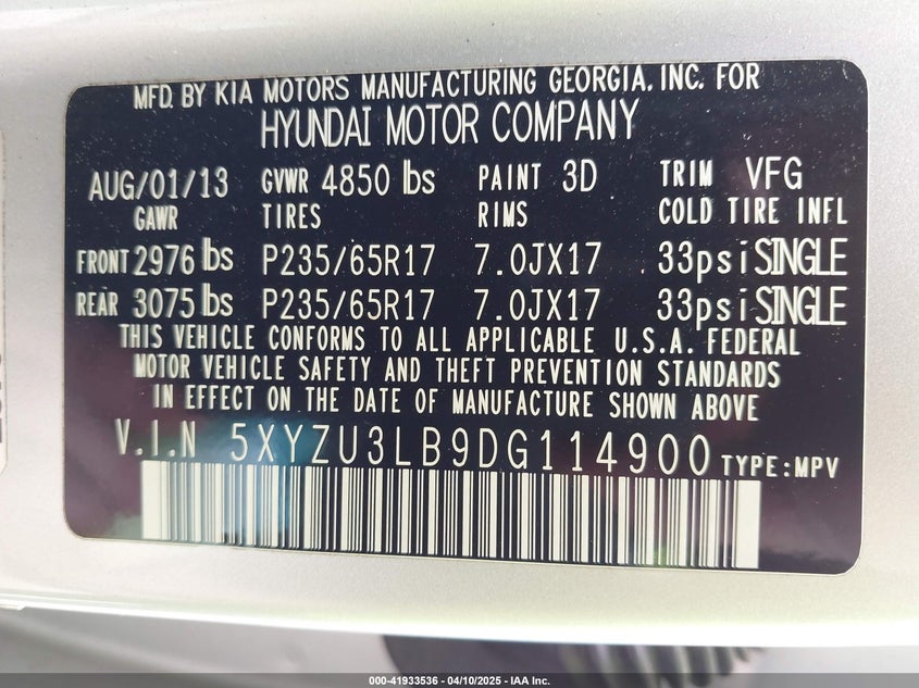 2013 HYUNDAI SANTA FE SPORT - 5XYZU3LB9DG114900