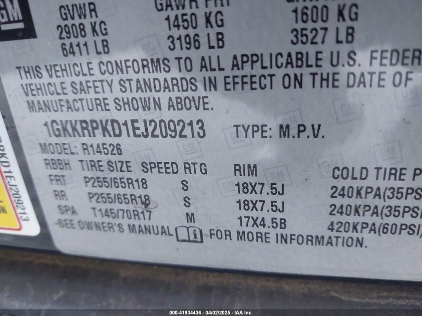 2014 GMC ACADIA SLE-2 - 1GKKRPKD1EJ209213