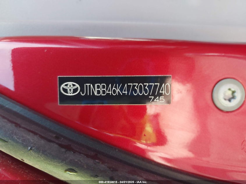 2007 TOYOTA CAMRY HYBRID VIN: JTNBB46K473037740