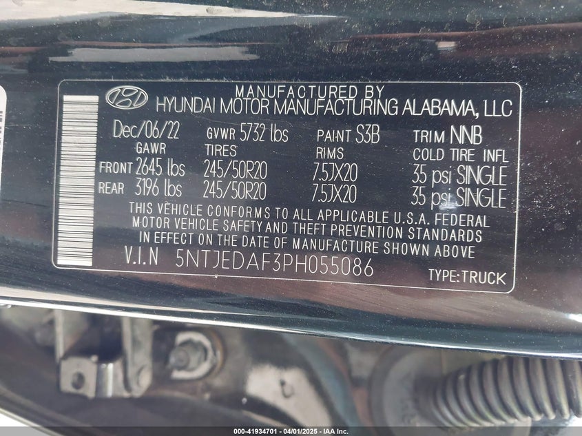 2023 HYUNDAI SANTA CRUZ LIMITED - 5NTJEDAF3PH055086