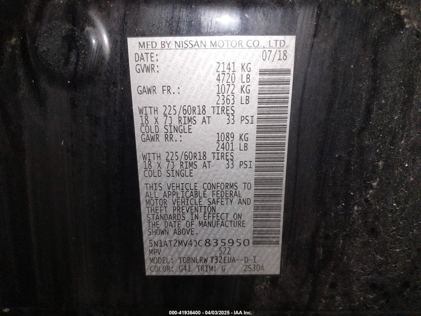 2018 NISSAN ROGUE SL - 5N1AT2MV4JC835950