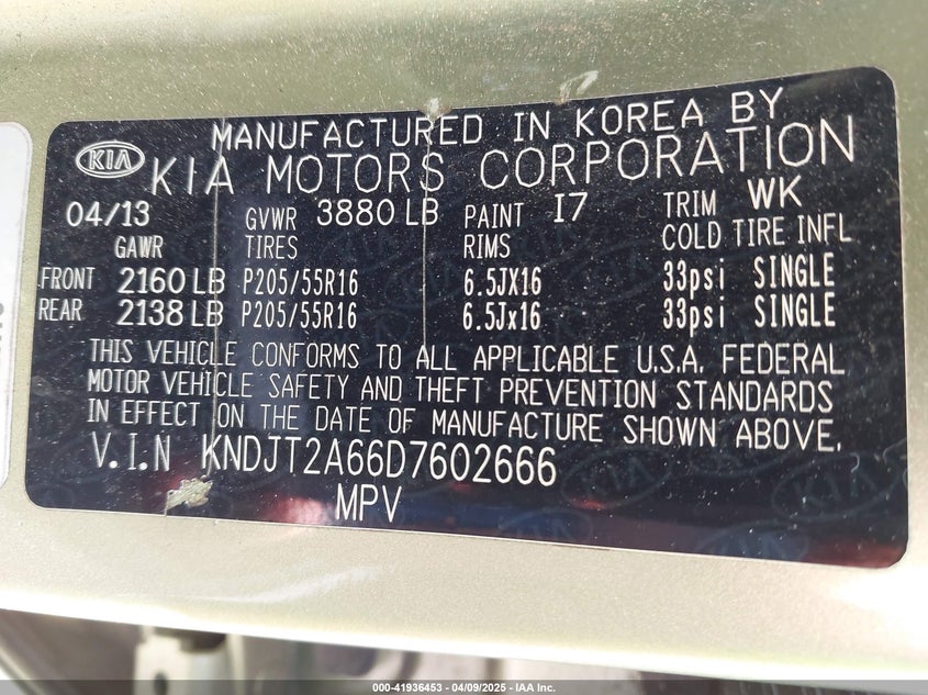 2013 KIA SOUL VIN: KNDJT2A66D7602666