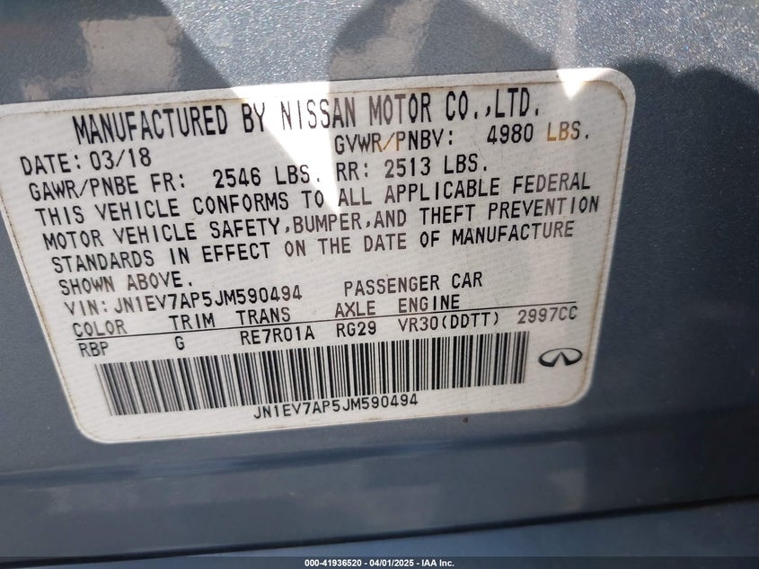 2018 INFINITI Q50 3.0T LUXE - JN1EV7AP5JM590494