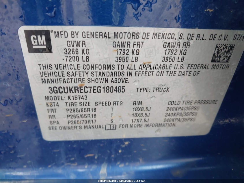 2014 CHEVROLET SILVERADO 1500 2LT - 3GCUKREC7EG180485