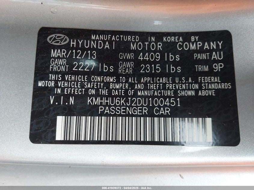 2013 HYUNDAI GENESIS 3.8 TRACK - KMHHU6KJ2DU100451