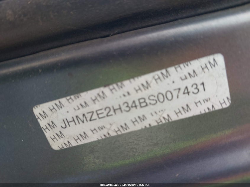 2011 HONDA INSIGHT VIN: JHMZE2H34BS007431