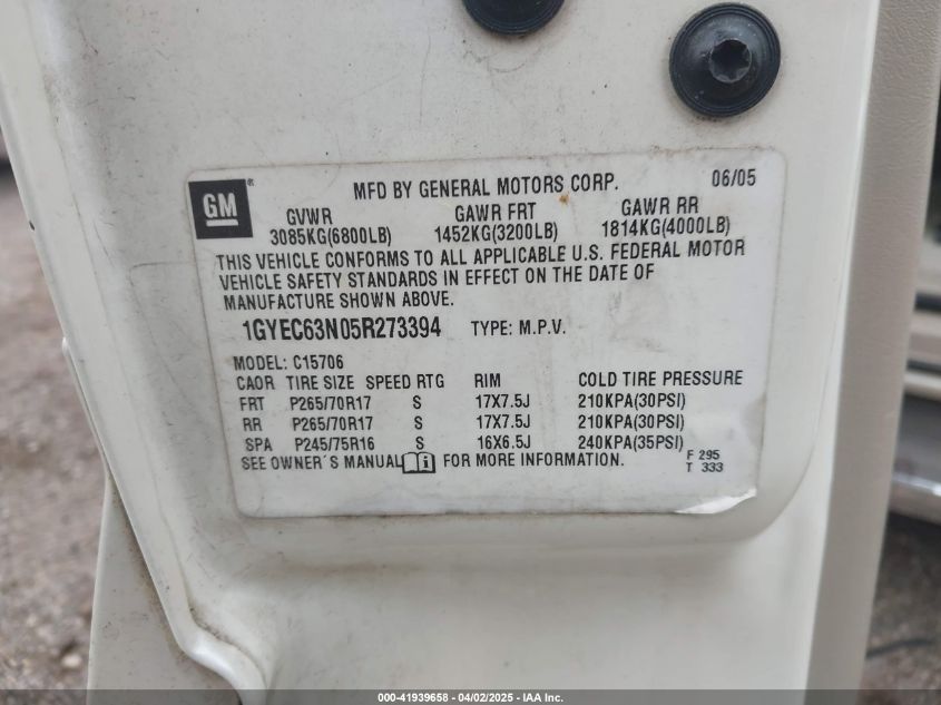 2005 Cadillac Escalade Standard VIN: 1GYEC63N05R273394 Lot: 41939658