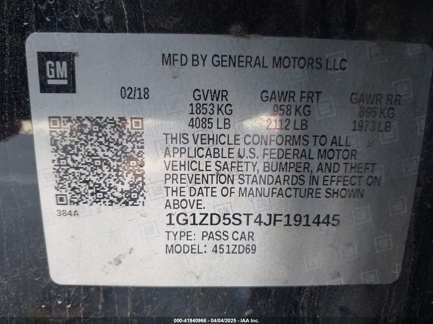 1G1ZD5ST4JF191445 2018 CHEVROLET MALIBU photo no. 9