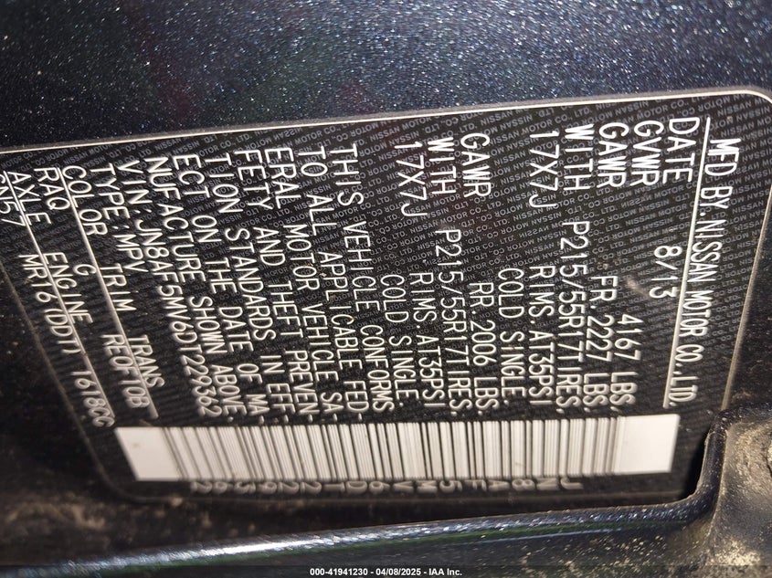 2013 NISSAN JUKE SV - JN8AF5MV6DT229362