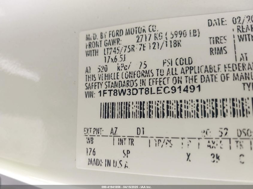 2020 Ford F-350 - 1FT8W3DT8LEC91491