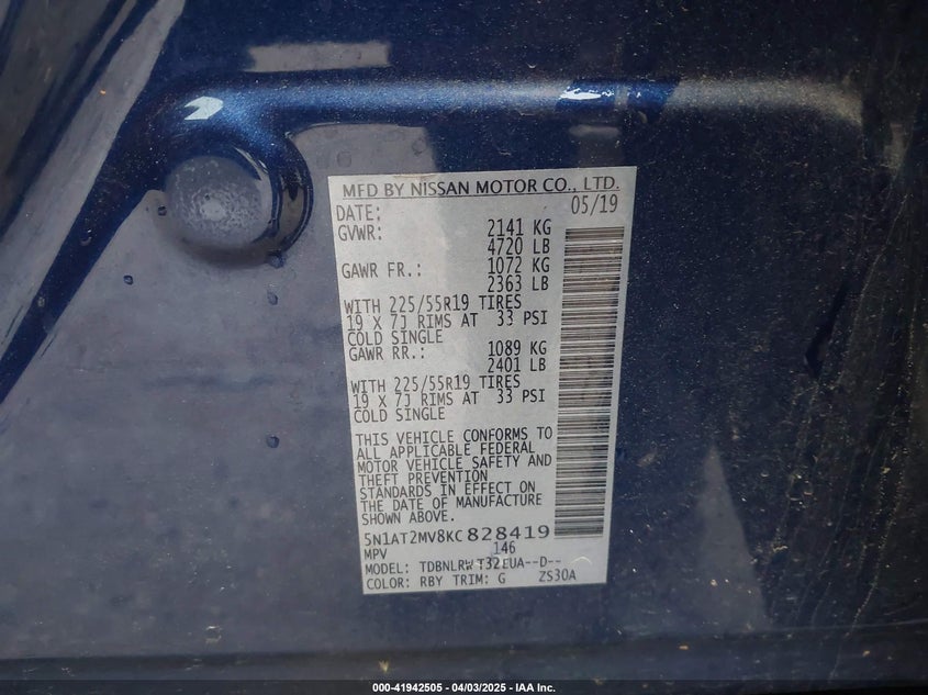 2019 NISSAN ROGUE SL - 5N1AT2MV8KC828419