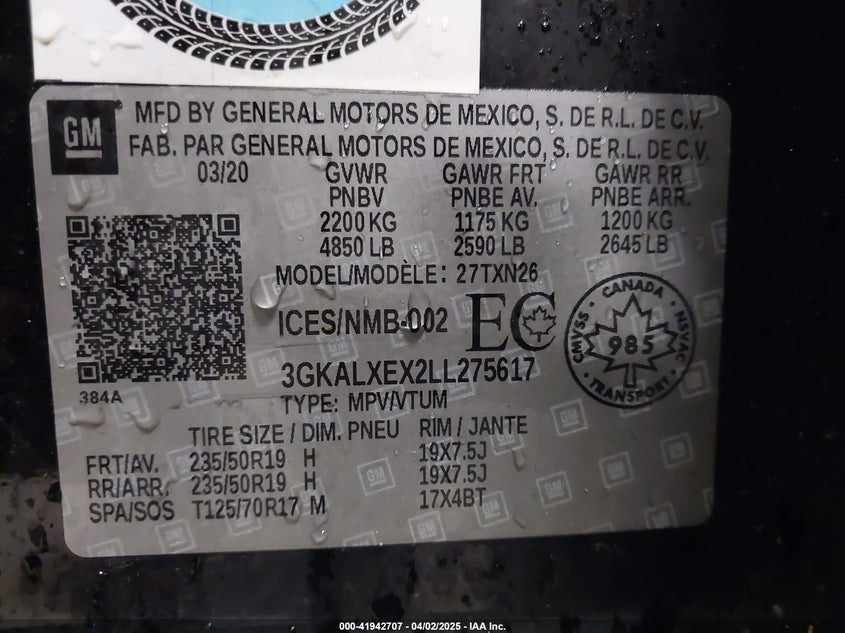 2020 GMC TERRAIN AWD DENALI - 3GKALXEX2LL275617
