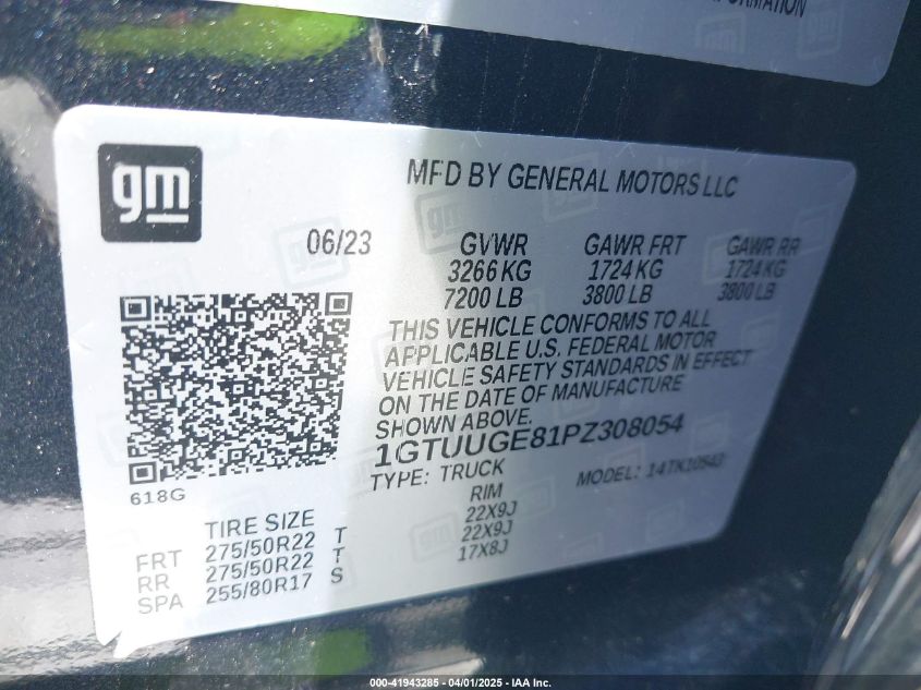 2023 GMC Sierra 1500 4Wd Short Box Denali VIN: 1GTUUGE81PZ308054 Lot: 41943285