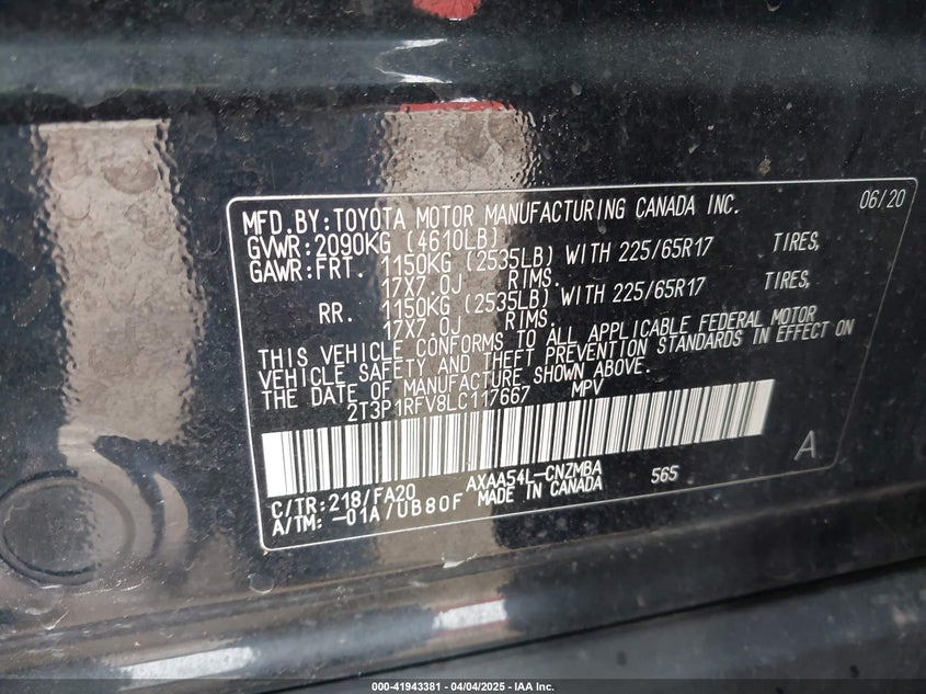 2020 TOYOTA RAV4 XLE - 2T3P1RFV8LC117667