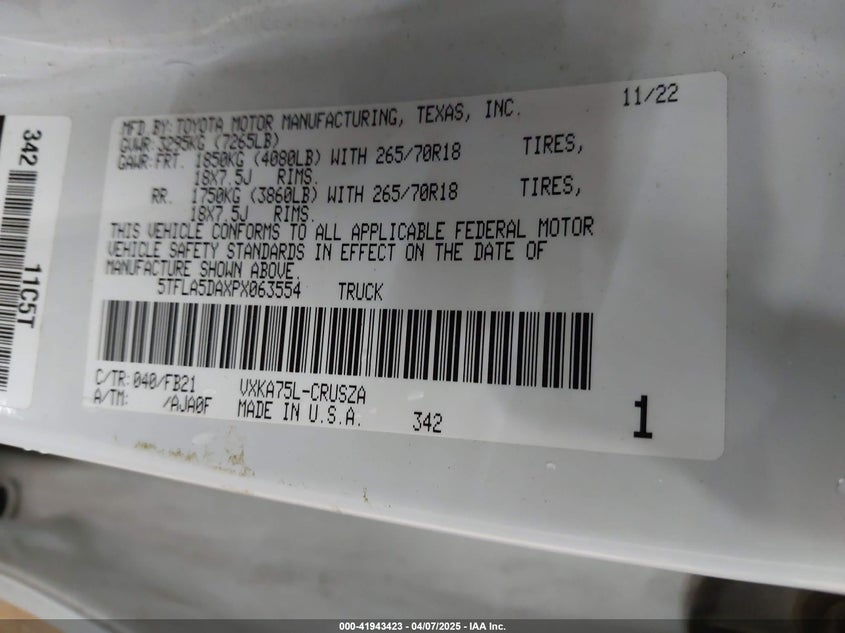 2023 TOYOTA TUNDRA SR5 - 5TFLA5DAXPX063554