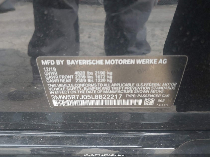 2020 BMW 330I XDRIVE - 3MW5R7J05L8B22217