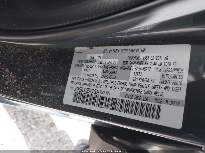 2014 MAZDA CX-5 TOURING - JM3KE4CYXE0420009