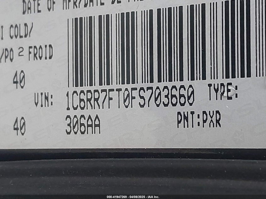 2015 RAM 1500 ST - 1C6RR7FT0FS703660