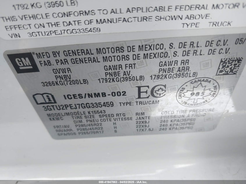 2016 GMC SIERRA 1500 DENALI - 3GTU2PEJ7GG335459