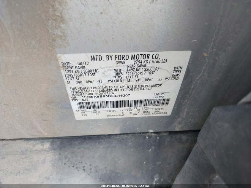 2013 FORD EXPLORER - 1FM5K8B85DGB16207