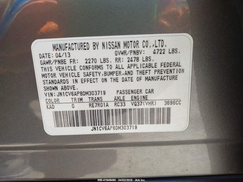 2013 INFINITI G37 JOURNEY - JN1CV6AP8DM303719