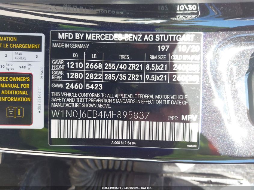 2021 Mercedes-Benz GLC-Class - W1N0J6EB4MF895837