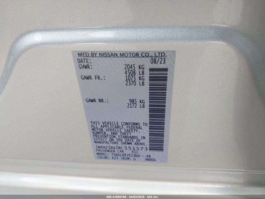 2024 NISSAN LEAF S - 1N4AZ1BV2RC551573