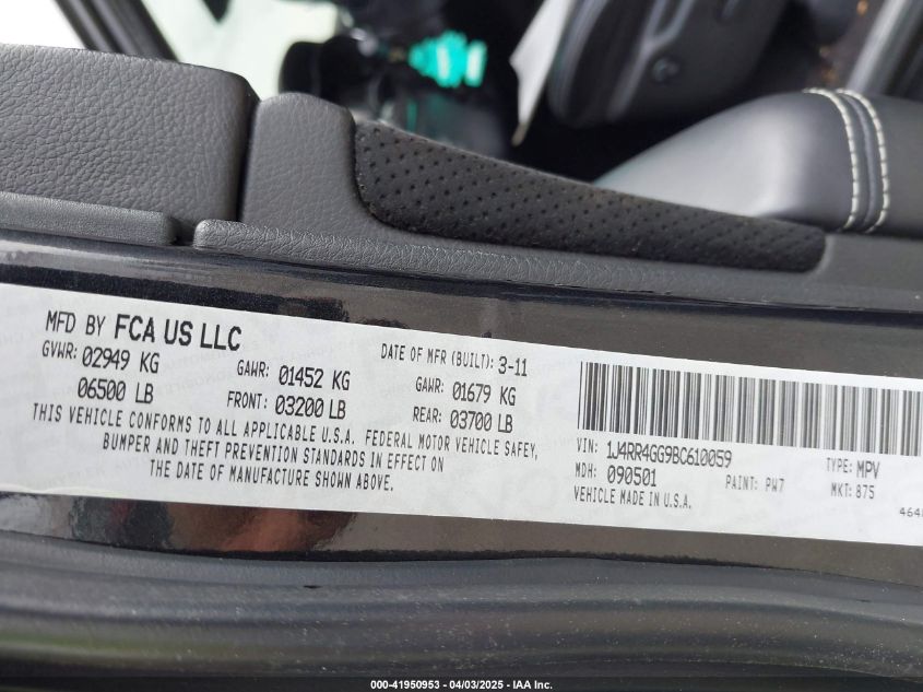 2011 Jeep Grand Cherokee Laredo VIN: 1J4RR4GG9BC610059 Lot: 41950953