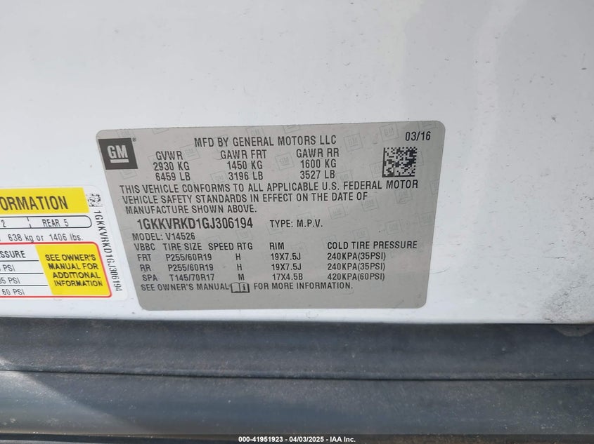 2016 GMC ACADIA SLT - 1GKKVRKD1GJ306194