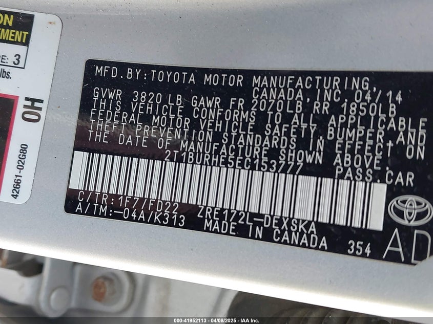 2014 TOYOTA COROLLA S PLUS - 2T1BURHE5EC153777