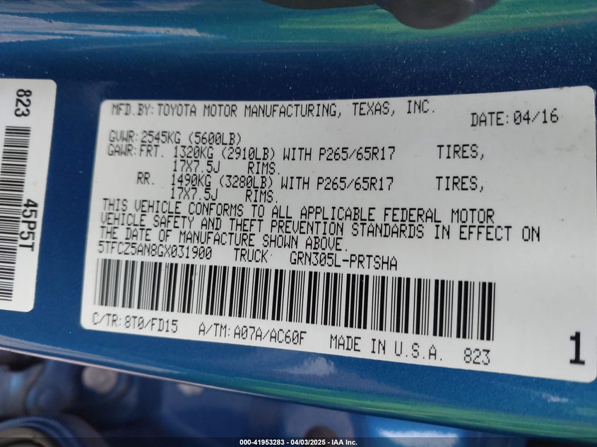 2016 TOYOTA TACOMA TRD SPORT - 5TFCZ5AN8GX031900