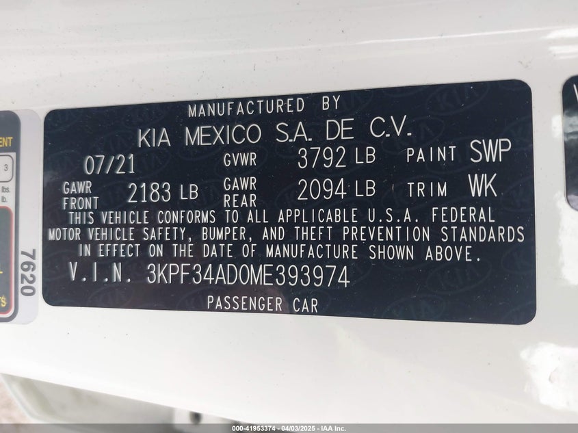 2021 KIA FORTE GT-LINE - 3KPF34AD0ME393974