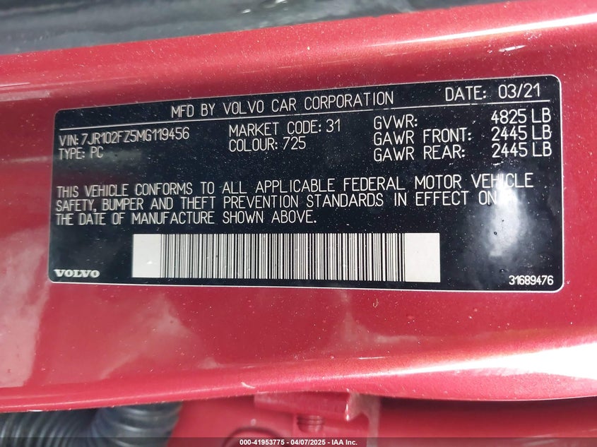 2021 VOLVO S60 T5 R-DESIGN - 7JR102FZ5MG119456