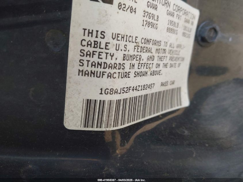 2004 Saturn Ion VIN: 1GAJ52F442182457 Lot: 41955387