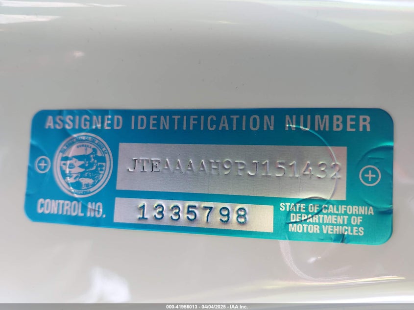 2023 TOYOTA VENZA VIN: JTEAAAAH9PJ151432
