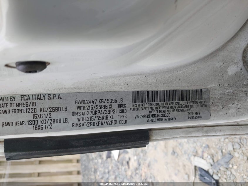 2018 RAM PROMASTER CITY TRADESMAN - ZFBERFAB6J6L39586