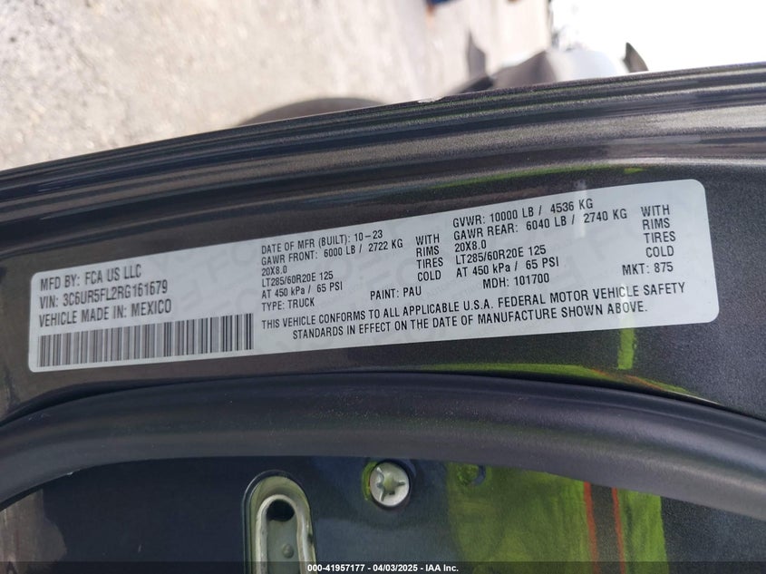 2024 RAM 2500 VIN: 3C6UR5FL2RG161679