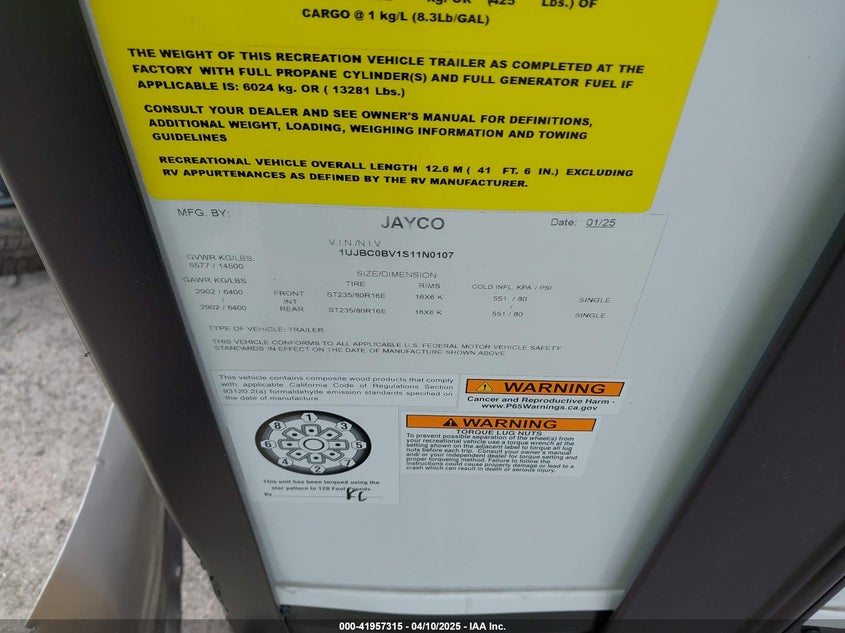 2025 JAYCO JAYFL184BH(VIN: 1UJBC0BV1F11N0107