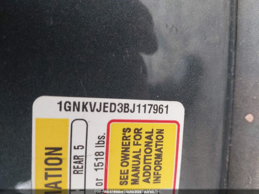 2011 Chevrolet Traverse 2Lt VIN: 1GNKVJED3BJ117961 Lot: 41958005