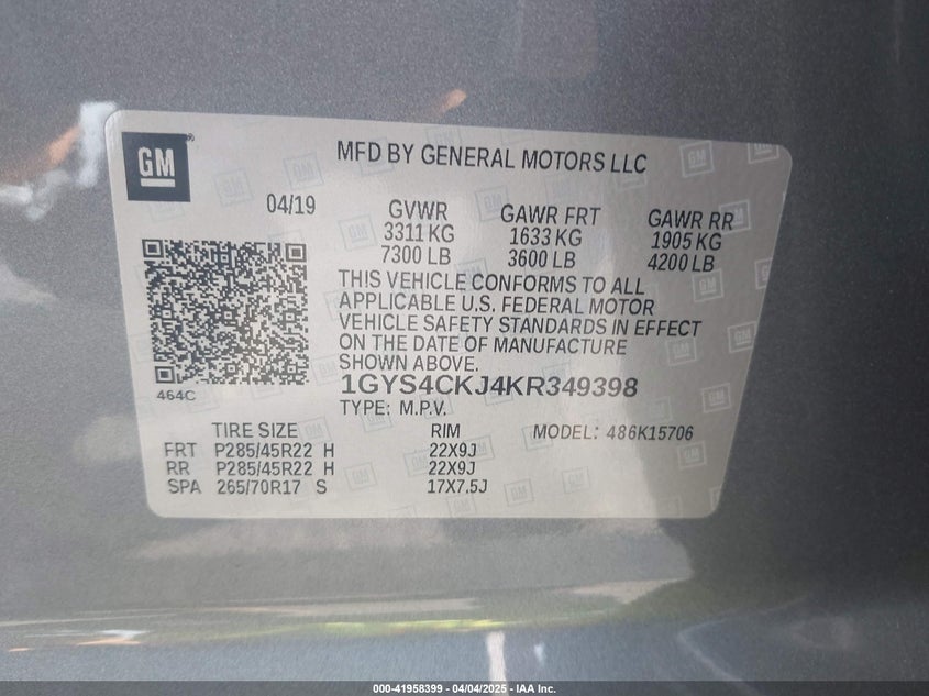 2019 CADILLAC ESCALADE PREMIUM LUXURY - 1GYS4CKJ4KR349398