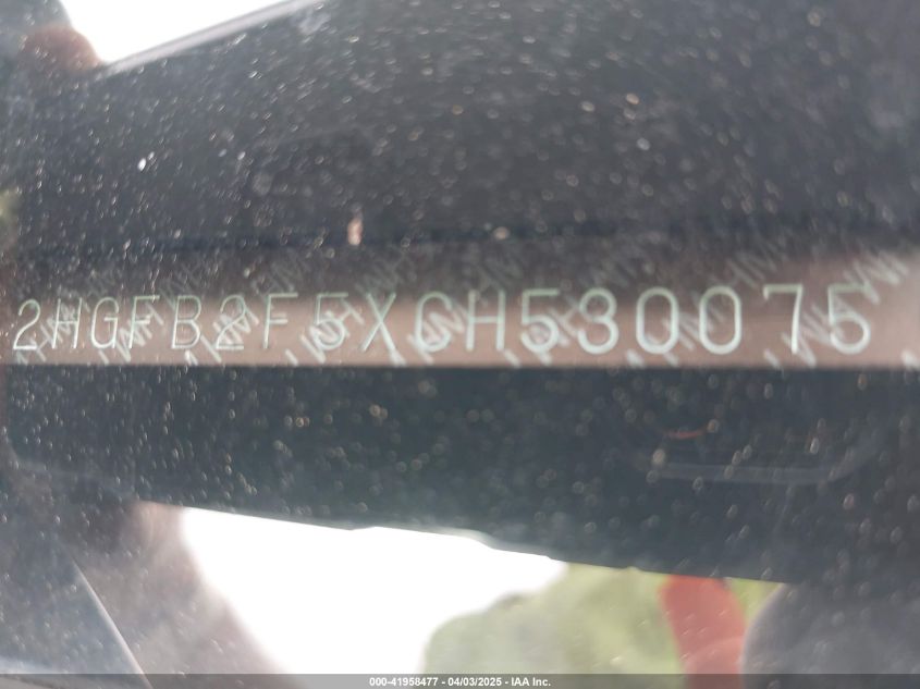 2012 Honda Civic Lx VIN: 2HGFB2F5XCH530075 Lot: 41958477