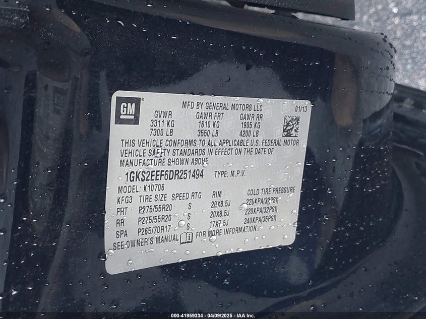 2013 GMC YUKON DENALI - 1GKS2EEF6DR251494