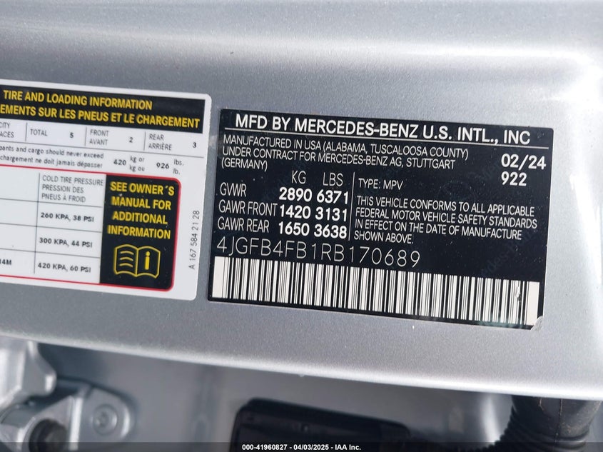 2024 MERCEDES-BENZ GLE 350 VIN: 4JGFB4FB1RB170689