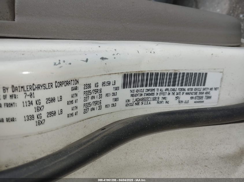 2002 Jeep Grand Cherokee Laredo VIN: 1J4GX48S22C11681 Lot: 41961398