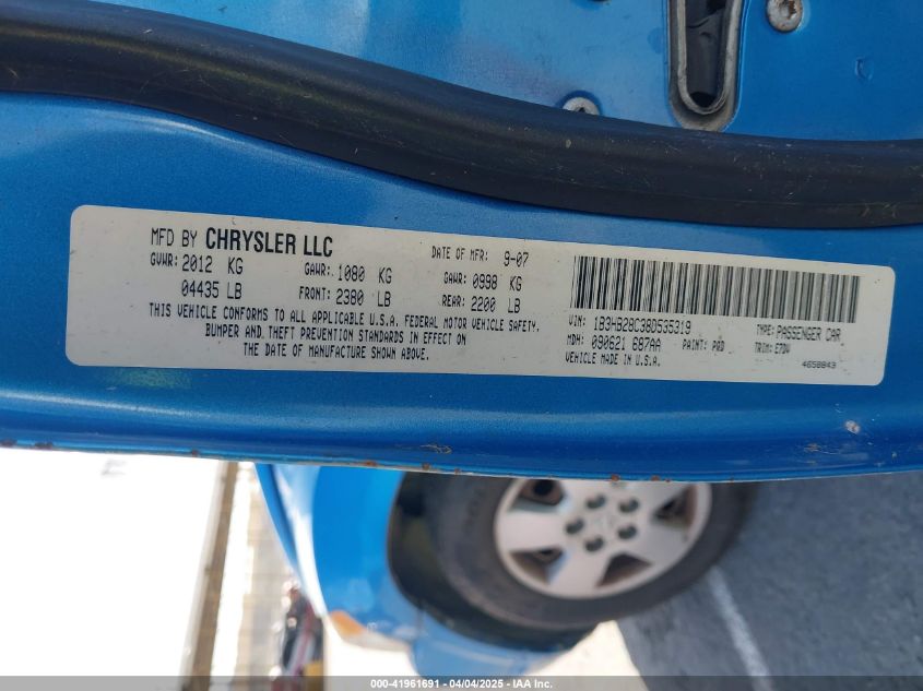 2008 Dodge Caliber VIN: 1B3HB28C38DIFIF19 Lot: 41961691