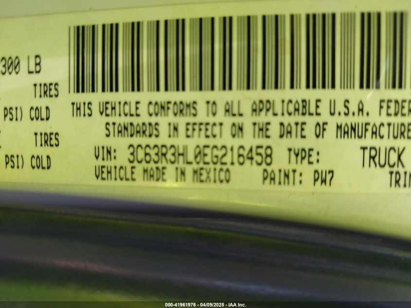 2014 Ram 3500 Slt VIN: 3C63R3HL0EG216458 Lot: 42969222